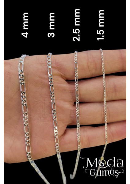 Evi 925 Ayar Gümüş 1.5 mm Figaro Erkek Zincir Kolye - Şıklığın Simgesi modelleri