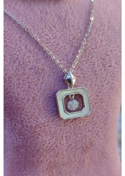 925 Ayar Gümüş Özel Tasarım Sedef Taşlı Kolye