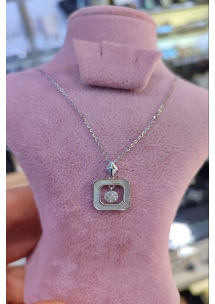 925 Ayar Gümüş Özel Tasarım Sedef Taşlı Kolye indirimleri