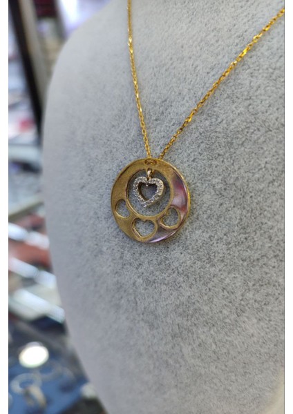 925 Ayar Gümüş Özel Tasarım Altın Kaplama Kalpli Kolye modelleri