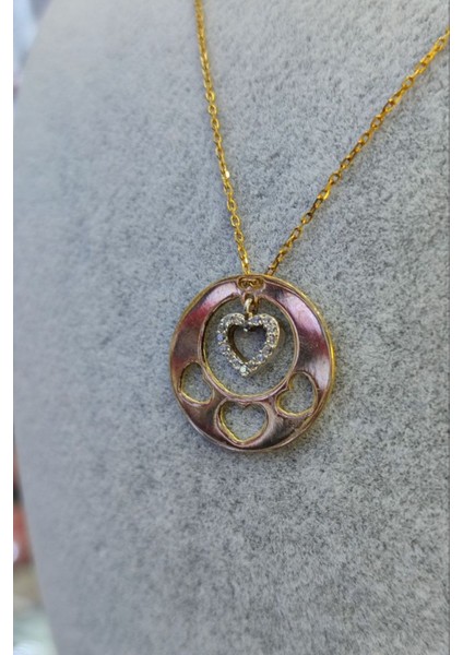 925 Ayar Gümüş Özel Tasarım Altın Kaplama Kalpli Kolye indirimleri