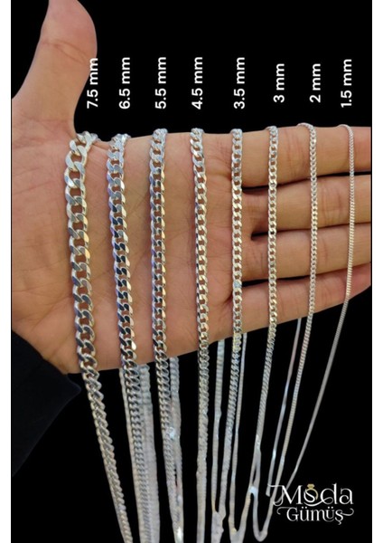 1.5 mm Gurmet 925 Ayar Gümüş Kolye, Erkek Kolye Zincir modelleri