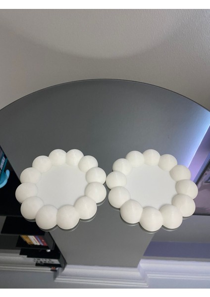 Bubble 2'li Dekoratif Tabak Sert Plastik Takı Tabağı Bardak Altlığı