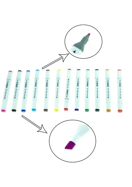 Keçeli Kalem Çift Taraflı Boyama Kalemi 12 Adet fiyatları