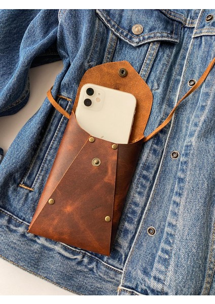 (Isim Yazıyoruz) El Yapımı Hakiki Deri Telefon Çantası fırsatları
