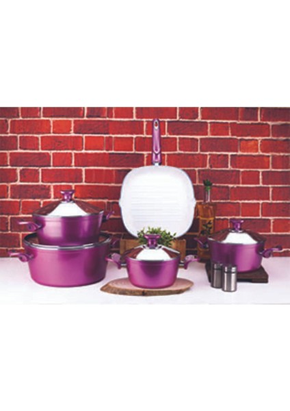 Evinda 9 Parça 4 mm Kalınlıkta Mor Renk Seramik Sağlıklı Set