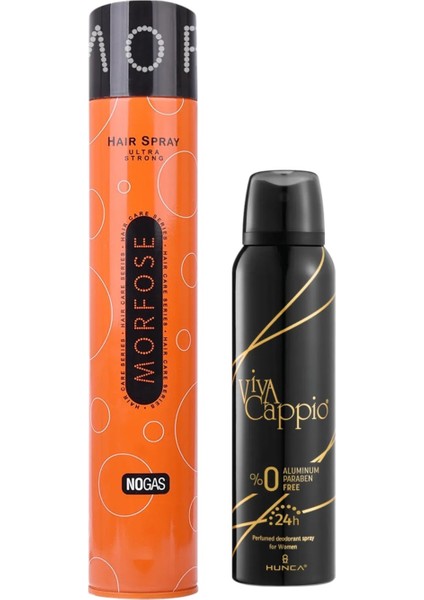Gazsız Saç Spreyi Ultra Strong 400 ml + Viva-Cappio Kadın Deodorant 150 ml