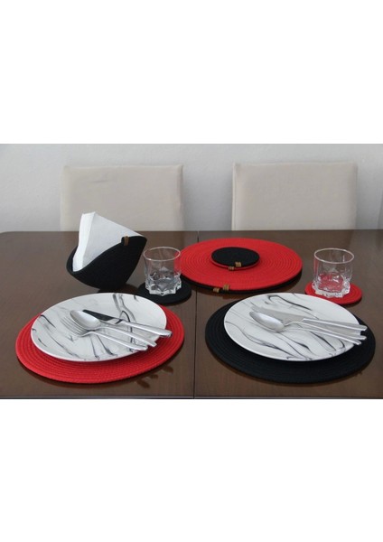 9 Parça 4 Kişilik Amerikan Servis Takımı, Supla Takımı, Tabak Altlığı, Bardak Altlığı, Runner indirimleri