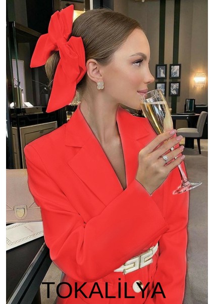 Kadın Saten Fiyonk Otomatik Klips Toka