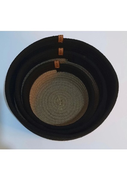 Düzenleyici Hasır Sepet Jüt ve Siyah Renkli 3 Lü Takım