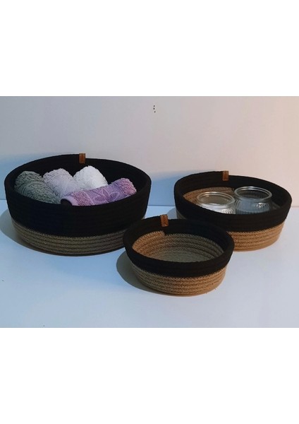 Düzenleyici Hasır Sepet Jüt ve Siyah Renkli 3 Lü Takım fiyatları