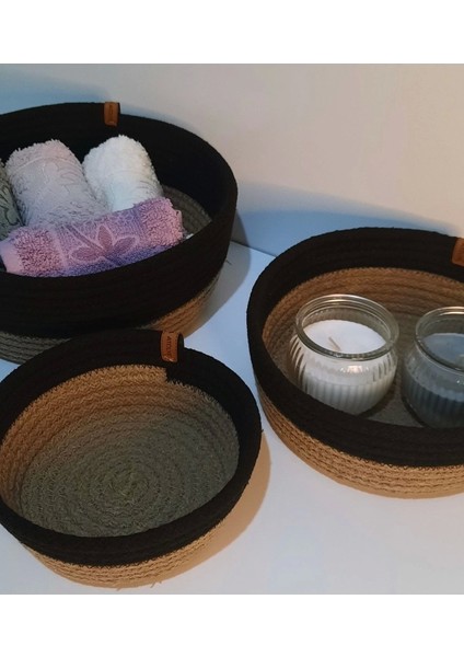 Düzenleyici Hasır Sepet Jüt ve Siyah Renkli 3 Lü Takım modelleri