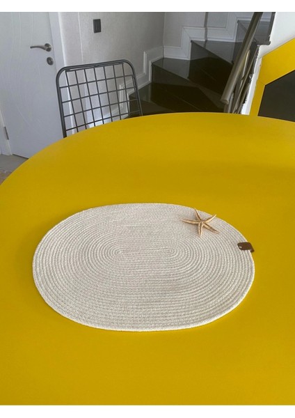 1 Adet-Tekli Beyaz Oval/elips Amerikan Servis, Yıkanabilir, Ütülenebilir, Supla, Runner, Pamuk Ip