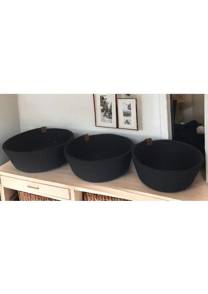 Siyah Sepet Üçlü Set Siyah Düzenleyici Banyo ve Oda Düzenleyicisi