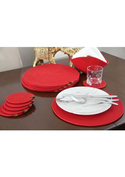 13 Parça 6 Kişilik Amerikan Servis Takımı, Supla Takımı, Tabak Altlığı, Bardak Altlığı,