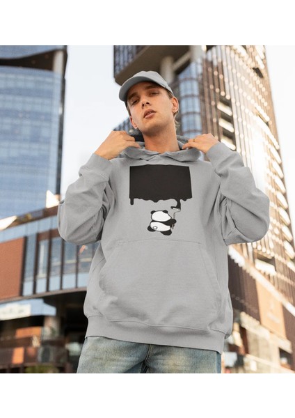 Boyacı Panda Ön Baskılı Sweatshirt Erkek