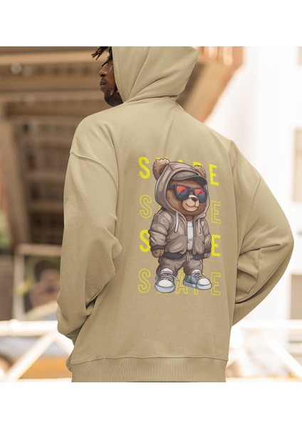 Shape(Şekil) Ön ve Arka Ayıcık Baskılı Erkek Sweatshirt