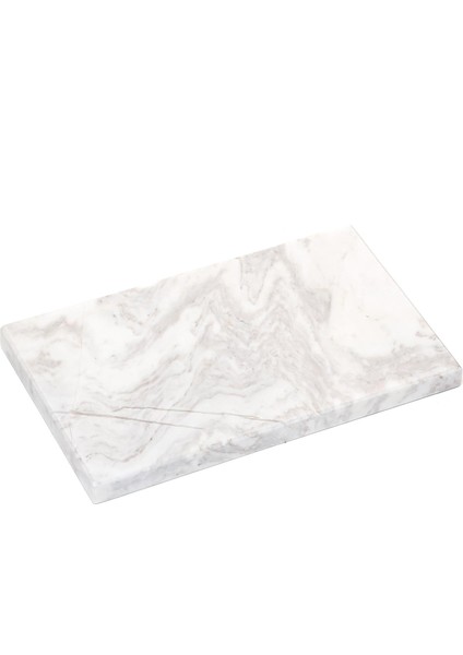 Dekoratif Sunumluk Gri Dalgalar Doğal Mermer Taş - 27 x 16 cm