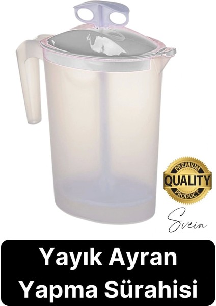 Pratik Yayık Ayran Sürahisi Karıştırıcı Köpürten Basmalı Çalkalama Plastik 2,4 Lt Büyük Boy Mixer