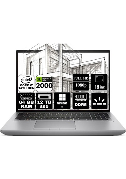 Zbook Fury 16 G11 Intel Core I7-14700HX 64GB 12TB SSD Rtx 2000 Ada / 8gb 16" Fhd Windows 11 Pro Taşınabilir Iş Istasyonu 62X91EA-A15