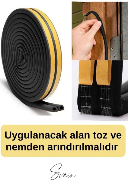 Kalın Kauçuk 2X50=100 mt Ekstra Uzun Siyah Kapı Pencere Fitili Soğuk Koruyucu Geçirmez Izolasyon