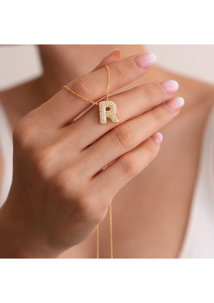 925 Ayar Radyum Kaplama Harfli --R Harfi Gümüş Kolye modelleri
