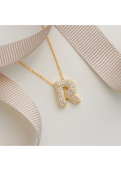 925 Ayar Radyum Kaplama Harfli --R Harfi Gümüş Kolye fırsatları