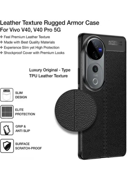 Vivo V40 Pro Uyumlu Silikon Kılıf Deri Desenli Kamera Korumalı Darbe Emici Autofocus Kapak fiyatları