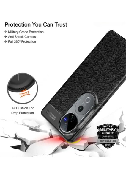 Vivo V40 Pro Uyumlu Silikon Kılıf Deri Desenli Kamera Korumalı Darbe Emici Autofocus Kapak modelleri