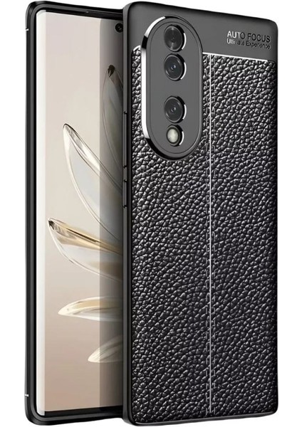 Honor 70 Uyumlu Silikon Kılıf Deri Desenli Kamera Korumalı Darbe Emici Autofocus Kapak