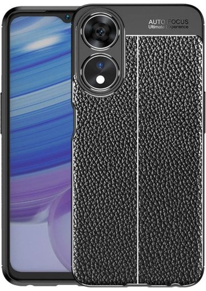 Oppo A38 Uyumlu Silikon Kılıf Deri Desenli Kamera Korumalı Darbe Emici Autofocus Kapak