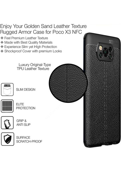 Poco X3 Pro Uyumlu Silikon Kılıf Deri Desenli Kamera Korumalı Darbe Emici Autofocus Kapak modelleri