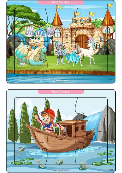 Çocuklar Için Eğitici ve Öğretici Ahşap 6 Parça 13X17 Renkli Puzzle 6'lı Set-5