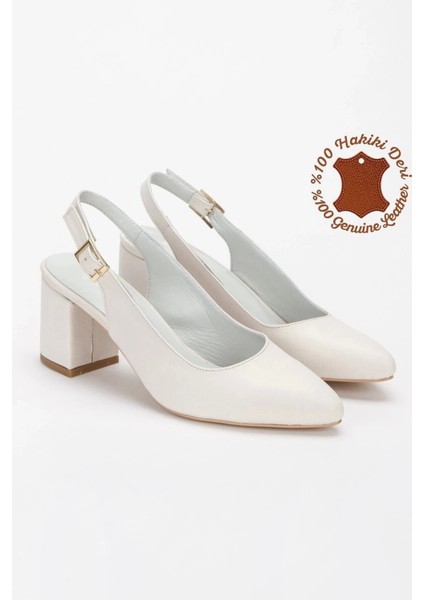Kadın Deri Arkası Açık Kalın Topuklu Ayakkabı fiyatları