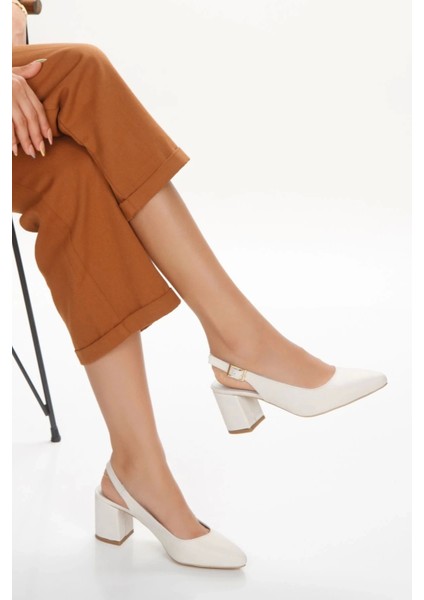 Kadın Deri Arkası Açık Kalın Topuklu Ayakkabı modelleri