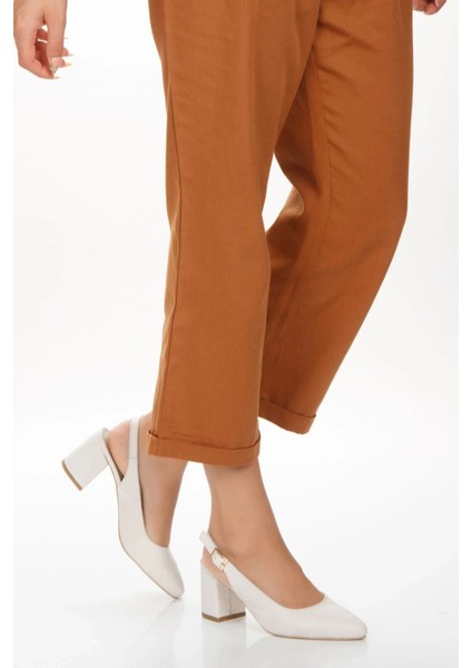 Kadın Deri Arkası Açık Kalın Topuklu Ayakkabı fırsatları