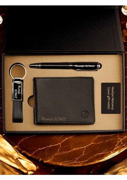 1.sınıf İşçilik Lüks Hakiki Gerçek Deri Premium Kalite Özel Hediye Lüks Kutulu Hediye Paketli Gerçek Deri Erkek Cüzdan Kalem Anahtarlık Set