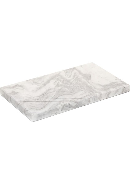 Dekoratif Sunumluk Gri Dalgalar Doğal Mermer Taş - 12 x 23 cm