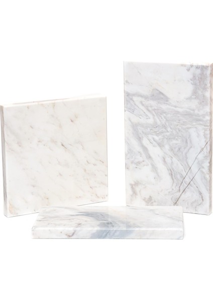 Dekoratif Sunumluk Gri Dalgalar Doğal Mermer Taş - 12 x 23 cm fırsatları