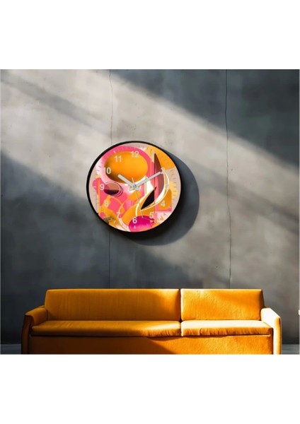 Dekoratif 3D Baskı Geometrik Desen Yuvarlak Duvar Saati -64
