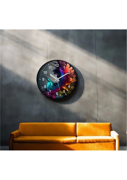 Dekoratif 3D Baskı Geometrik Desen Yuvarlak Duvar Saati -78