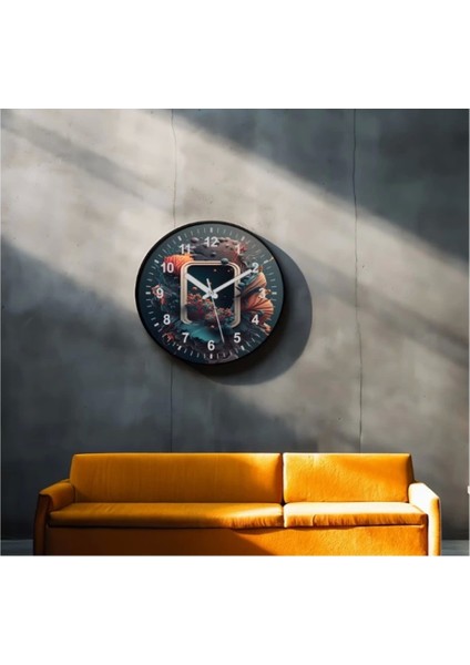 Dekoratif 3D Baskı Geometrik Desen Yuvarlak Duvar Saati -147