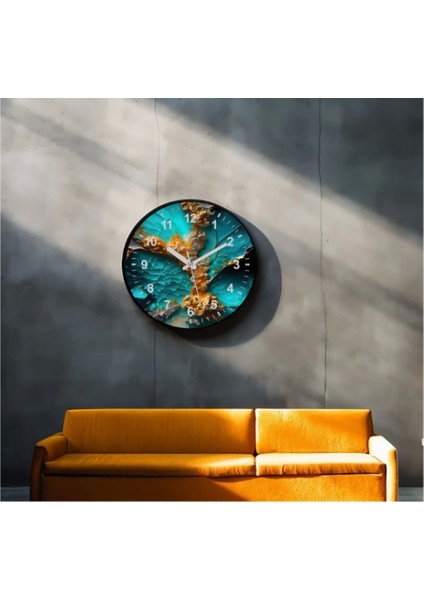 Dekoratif 3D Baskı Geometrik Desen Yuvarlak Duvar Saati -89