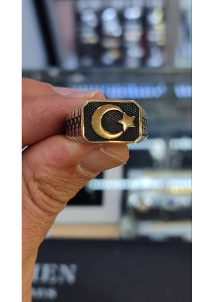 925 Ayar Gümüş Ay Yıldızlı Özel Tasarım Yüzük, Ayyıldız Yüzük indirimleri