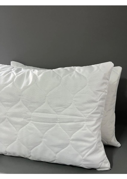 Düz Siyah Yastık Kılıfı 2 Adet + Kapitoneli Yastık Koruyucu 50 x 70 - 2 Adet