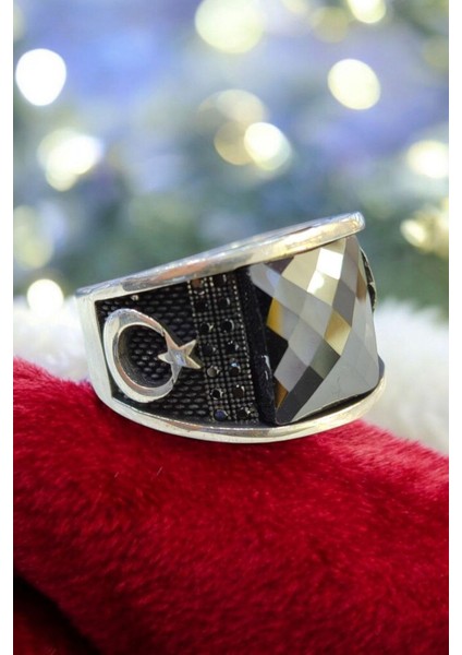 925 Ayar Gümüş Mikro Taşlı Erkek Yüzük