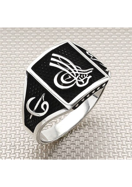 Osmanlı Tuğrası 925 Ayar Gümüş Erkek Yüzük, Tuğra Yüzük