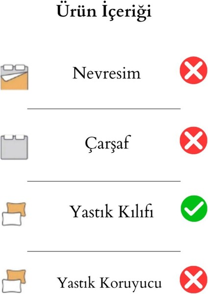 Kare Desen Pamuklu 2 Adet Kapaklı Yastık Kılıfı 50 x 70