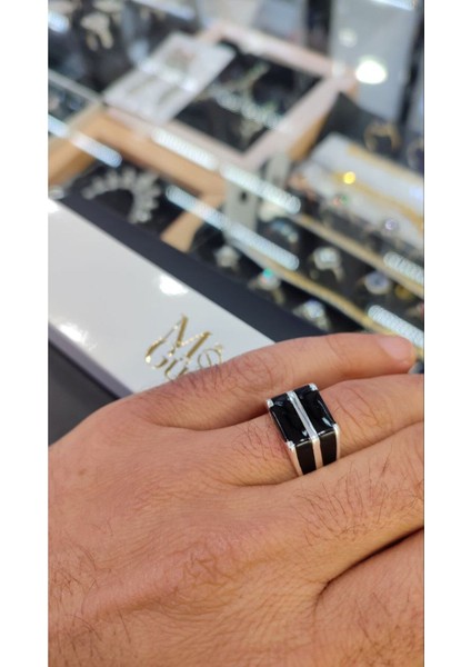 925 Ayar Gümüş Taşlı Özel Tasarım Erkek Yüzük fırsatları