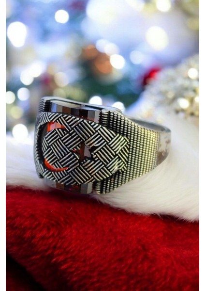 925 Ayar Gümüş Akik Taşlı Ay Yıldızlı Erkek Yüzük, Ay Yıldızlı Yüzük fiyatları